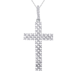wholesale sterling silver thin open checkered cross cz pendant