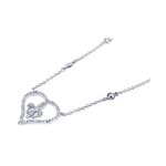 wholesale sterling silver open heart fleur de lis center cz pendant necklace