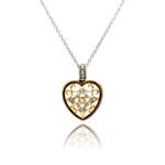 sterling silver cz gold plated heart pendant necklace
