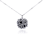 sterling silver round filigree cz black onyx necklace