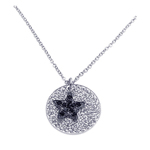 sterling silver circle filigree black star cz necklace