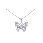 sterling silver open butterfly cz necklace
