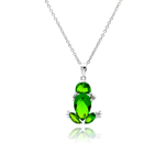 wholesale sterling silver green frog cz necklace