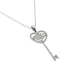 wholesale sterling silver open heart key cz necklace