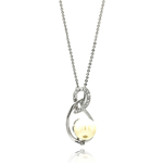 wholesale sterling silver open teardrop cz center pearl necklace
