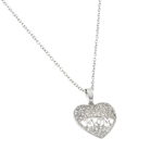 sterling silver open heart mom cz filigree pendant