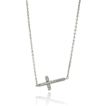 wholesale sterling silver sideways cross cz necklace