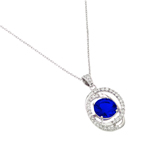 wholesale sterling silver blue cz circle pendant