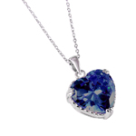 wholesale sterling silver blue heart cz rope necklace