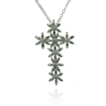 wholesale sterling silver flower cross cz inlay necklace