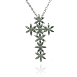 wholesale sterling silver flower cross cz inlay necklace