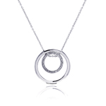 sterling silver double circle pendant necklace