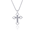 sterling silver fancy cross pendant necklace