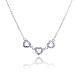 sterling silver 3 hearts pendant necklace