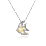 sterling silver multi hole fish pendant necklace