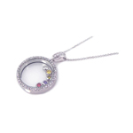 wholesale 925 sterling silver cz colorful circle pendant necklace