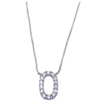 wholesale sterling silver cz number 0 pendant necklace