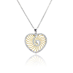 wholesale sterling silver cz heart gold plated swirl pendant necklace