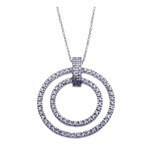 wholesale sterling silver cz double circle pendant necklace