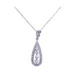 wholesale sterling silver cz tear pendant necklace