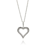 wholesale sterling silver cz heart pendant necklace