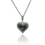 wholesale sterling silver cz heart luck pendant necklace