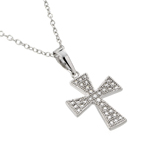 wholesale sterling silver cross cz inlay necklace