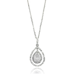 wholesale sterling silver open teardrop center cz necklace