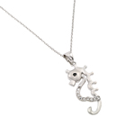 wholesale sterling silver cz open horse pendant necklace