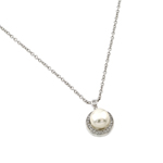 wholesale sterling silver cz round circle pearl pendant necklace