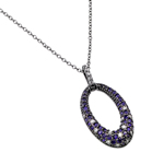 wholesale sterling silver and purple cz hoop pendant necklace