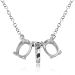 wholesale sterling silver double mounting with bar necklace