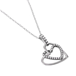 wholesale sterling silver cz dual open hearts pendent necklace