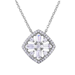 sterling silver diamond shape centered cross necklace