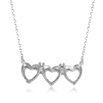 wholesale sterling silver 3 hearts mounting necklace