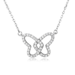wholesale sterling silver open cz butterfly necklace