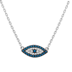 wholesale sterling silver turquoise and cz evil eye necklace