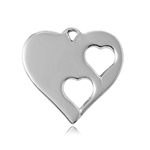 wholesale sterling silver heart charm with 2 cut out inner hearts