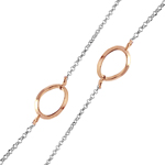 sterling silver chain necklace with curved rose gold plated loops