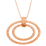 sterling silver rose gold plated cz double circle pendant necklace