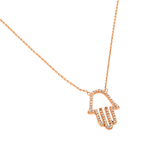 sterling silver rose gold plated cz hamsa pendant necklace