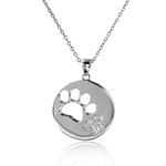 wholesale sterling silver cut out and cz paw necklace