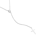 wholesale sterling silver single cz with drop cross necklace
