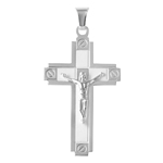 wholesale sterling silver high polish with matte finish screw head edge sm cross pendant