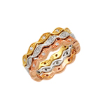 wholesale 925 Sterling Silver Rose Gold,  Gold & Rhodium Finish 3 Tone Stackable Eternity Ring
