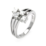 wholesale 925 Sterling Silver Rhodium Finish 4 Row Ring
