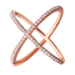wholesale 925 Sterling Silver  Rose Gold Finish 4 Way CZ Ring