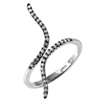 wholesale 925 Sterling Silver Black Rhodium and Rhodium Finish Graph Black Rhodium Ring