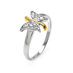 wholesale 925 Sterling Silver Rhodium & Gold Finish 2 Toned Butterfly Ring
