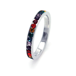 wholesale 925 Sterling Silver Rhodium Finish Multicolor Channel CZ Band